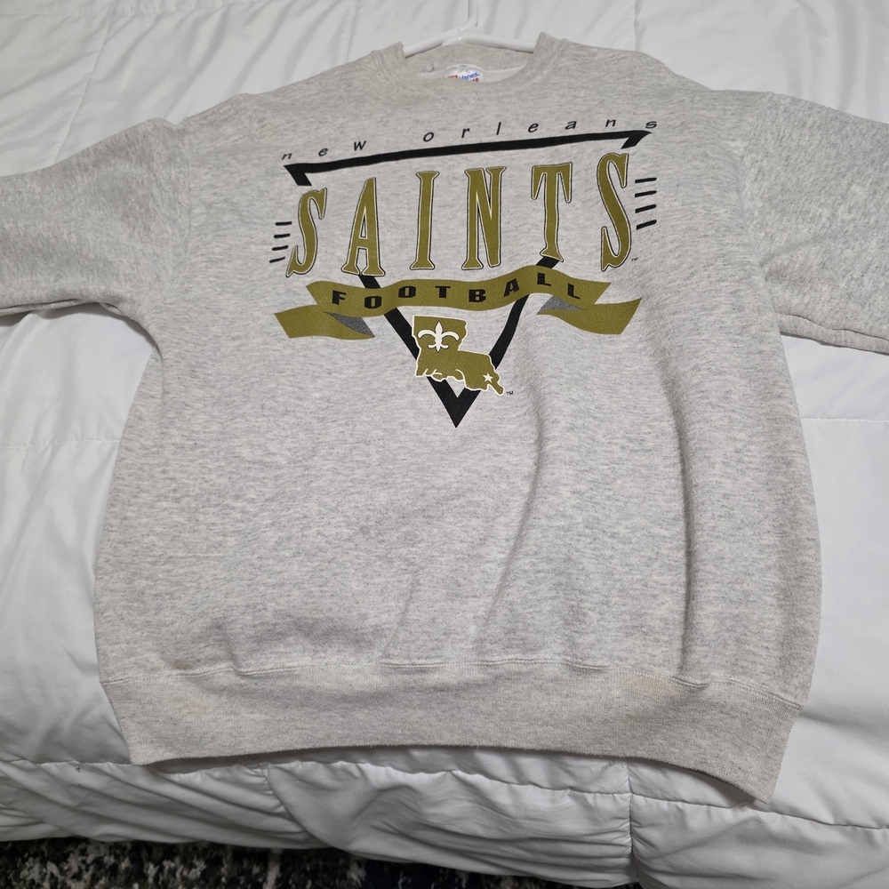 Hanes Gray New Orleans Saints Football Crewneck Sweater